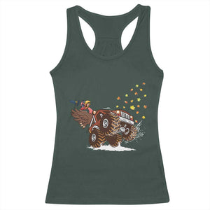 Thanksgiving Turkey Racerback Tank Top Riding Monster Truck Boys Kids TS10 Dark Forest Green Print Your Wear