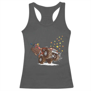 Thanksgiving Turkey Racerback Tank Top Riding Monster Truck Boys Kids TS10 Dark Heather Print Your Wear