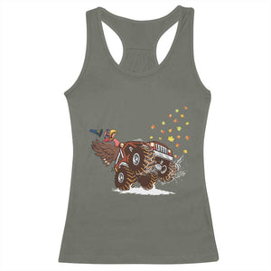 Thanksgiving Turkey Racerback Tank Top Riding Monster Truck Boys Kids TS10 Military Green Print Your Wear