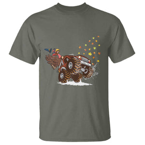 Thanksgiving Turkey T Shirt Riding Monster Truck Boys Kids TS10 Military Green Print Your Wear
