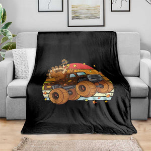Thanksgiving Turkey Riding Monster Truck Throw Blanket Retro Fall Boy Tee Kids Autumn TS10 Print Your Wear