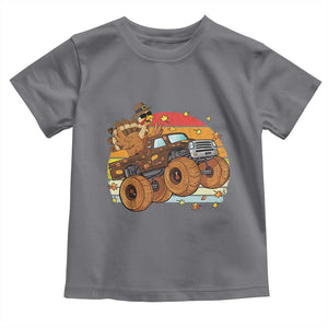 Thanksgiving Turkey Riding Monster Truck Baby Shirt Retro Fall Boy Tee Kids Autumn TS10 Charcoal Print Your Wear