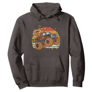 Thanksgiving Turkey Riding Monster Truck Hoodie Retro Fall Boy Tee Kids Autumn TS10 Dark Chocolate Print Your Wear