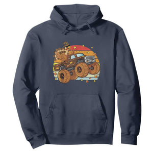 Thanksgiving Turkey Riding Monster Truck Hoodie Retro Fall Boy Tee Kids Autumn TS10 Navy Print Your Wear