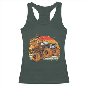 Thanksgiving Turkey Riding Monster Truck Racerback Tank Top Retro Fall Boy Tee Kids Autumn TS10 Dark Forest Green Print Your Wear
