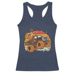 Thanksgiving Turkey Riding Monster Truck Racerback Tank Top Retro Fall Boy Tee Kids Autumn TS10 Navy Print Your Wear
