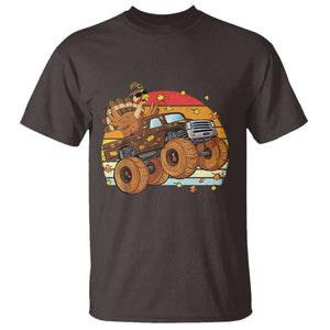 Thanksgiving Turkey Riding Monster Truck T Shirt Retro Fall Boy Tee Kids Autumn TS10 Dark Chocolate Print Your Wear