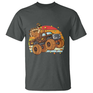 Thanksgiving Turkey Riding Monster Truck T Shirt Retro Fall Boy Tee Kids Autumn TS10 Dark Heather Print Your Wear