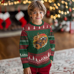 Thanksgiving Turkey Riding Monster Truck Knit Sweatshirt Retro Fall Boy Tee Kids Autumn TS10 Christmas Print Your Wear