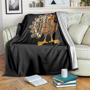 Funny Thanksgiving Throw Blanket Turkey Women Girl Leopard Print Autumn Fall TS10 Print Your Wear