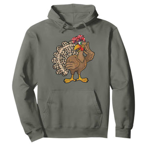 Funny Thanksgiving Hoodie Turkey Women Girl Leopard Print Autumn Fall TS10 Military Green Print Your Wear