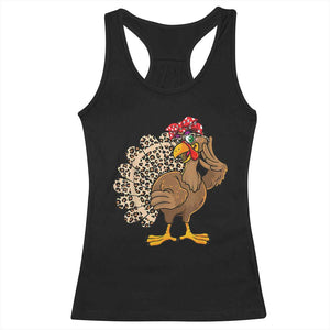 Funny Thanksgiving Racerback Tank Top Turkey Women Girl Leopard Print Autumn Fall TS10 Black Print Your Wear