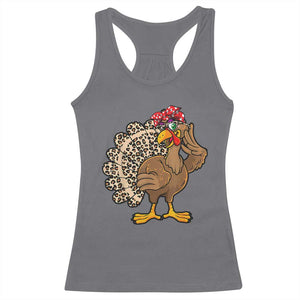 Funny Thanksgiving Racerback Tank Top Turkey Women Girl Leopard Print Autumn Fall TS10 Charcoal Print Your Wear