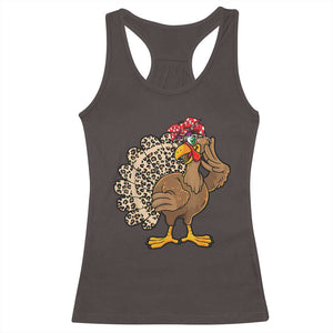 Funny Thanksgiving Racerback Tank Top Turkey Women Girl Leopard Print Autumn Fall TS10 Dark Chocolate Print Your Wear