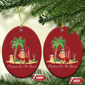 Hawaii Christmas Ornament Christmas On The Beach Holiday Xmas Palm Tree TS10 Oval Red Print Your Wear