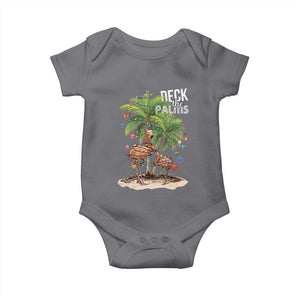 Mele Kalikimaka Hawaiian Christmas Baby Onesie Deck The Palms Holiday Flamingo Beach Family Vacation In Hawaii TS10 Charcoal Print Your Wear