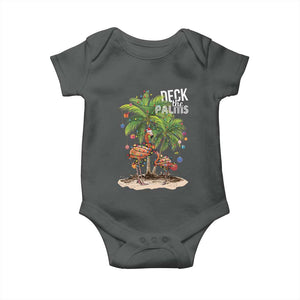 Mele Kalikimaka Hawaiian Christmas Baby Onesie Deck The Palms Holiday Flamingo Beach Family Vacation In Hawaii TS10 Dark Heather Print Your Wear