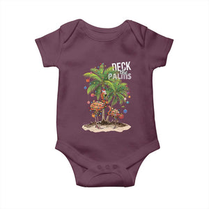 Mele Kalikimaka Hawaiian Christmas Baby Onesie Deck The Palms Holiday Flamingo Beach Family Vacation In Hawaii TS10 Maroon Print Your Wear