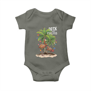 Mele Kalikimaka Hawaiian Christmas Baby Onesie Deck The Palms Holiday Flamingo Beach Family Vacation In Hawaii TS10 Military Green Print Your Wear