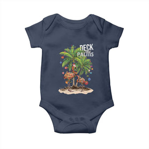 Mele Kalikimaka Hawaiian Christmas Baby Onesie Deck The Palms Holiday Flamingo Beach Family Vacation In Hawaii TS10 Navy Print Your Wear