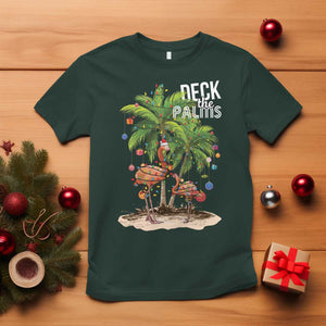 Mele Kalikimaka Hawaiian Christmas T Shirt Deck The Palms Holiday Flamingo Beach Family Vacation In Hawaii TS10 Dark Forest Green Print Your Wear