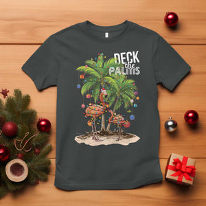 Mele Kalikimaka Hawaiian Christmas T Shirt Deck The Palms Holiday Flamingo Beach Family Vacation In Hawaii TS10 Dark Heather Print Your Wear