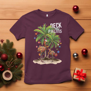 Mele Kalikimaka Hawaiian Christmas T Shirt Deck The Palms Holiday Flamingo Beach Family Vacation In Hawaii TS10 Maroon Print Your Wear