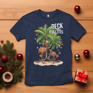 Mele Kalikimaka Hawaiian Christmas T Shirt Deck The Palms Holiday Flamingo Beach Family Vacation In Hawaii TS10 Navy Print Your Wear