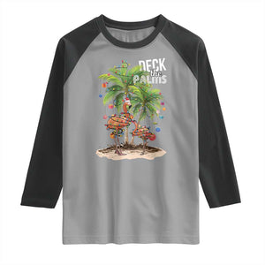 Mele Kalikimaka Hawaiian Christmas Raglan Shirt Deck The Palms Holiday Flamingo Beach Family Vacation In Hawaii TS10 Sport Gray Black Print Your Wear