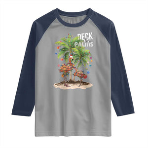 Mele Kalikimaka Hawaiian Christmas Raglan Shirt Deck The Palms Holiday Flamingo Beach Family Vacation In Hawaii TS10 Sport Gray Navy Print Your Wear
