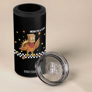 Turkey Cat 4 in 1 Can Cooler Tumbler Funny Thanksgiving Meow TS10 Print Your Wear