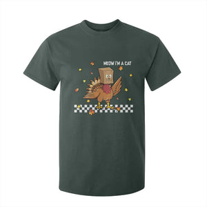 Turkey Cat T Shirt For Kid Funny Thanksgiving Meow TS10 Dark Forest Green Print Your Wear