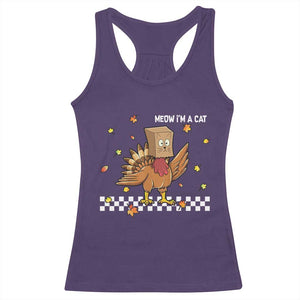 Turkey Cat Racerback Tank Top Funny Thanksgiving Meow TS10 Purple Print Your Wear