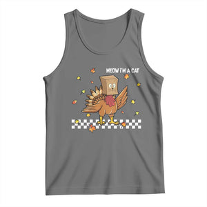 Turkey Cat Tank Top Funny Thanksgiving Meow TS10 Black Heather Print Your Wear