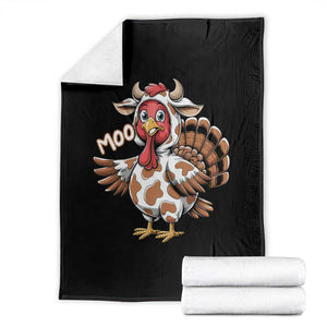 Funny Thanksgiving Throw Blanket Turkey Moo Cow Lovers TS10 Black Print Your Wear