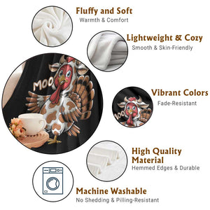 Funny Thanksgiving Throw Blanket Turkey Moo Cow Lovers TS10 Print Your Wear