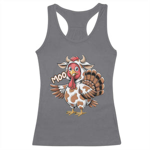 Funny Thanksgiving Racerback Tank Top Turkey Moo Cow Lovers TS10 Charcoal Print Your Wear
