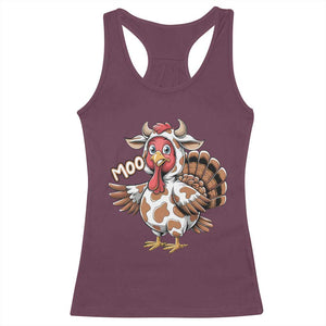 Funny Thanksgiving Racerback Tank Top Turkey Moo Cow Lovers TS10 Maroon Print Your Wear