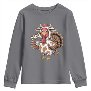 Funny Thanksgiving Youth Sweatshirt Turkey Moo Cow Lovers TS10 Charcoal Print Your Wear
