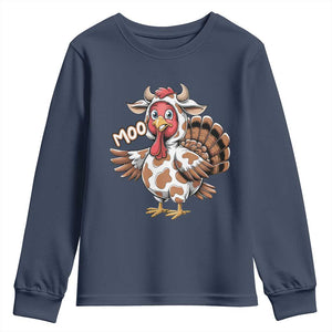 Funny Thanksgiving Youth Sweatshirt Turkey Moo Cow Lovers TS10 Navy Print Your Wear