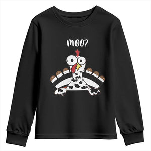 Funny Thanksgiving Youth Sweatshirt Turkey Moo Cow Farmer Gift TS10 Black Print Your Wear