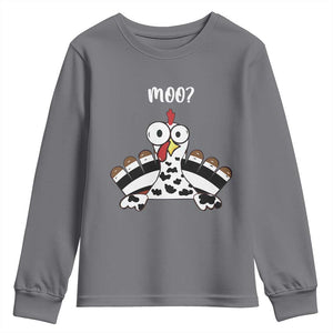 Funny Thanksgiving Youth Sweatshirt Turkey Moo Cow Farmer Gift TS10 Charcoal Print Your Wear