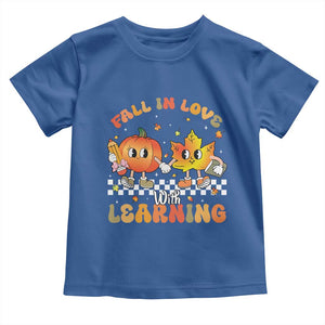 Autumn Teacher Toddler T Shirt Retro Fall In Love With Learning Thanksgiving Pumpkin TS10 Royal Blue Print Your Wear