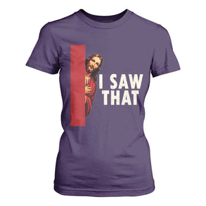 Funny Jesus I Saw That T Shirt For Women Retro Christian Meme TS10 Purple Print Your Wear