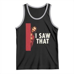 Funny Jesus I Saw That Tank Top Retro Christian Meme TS10 Black Athletic Heather Print Your Wear