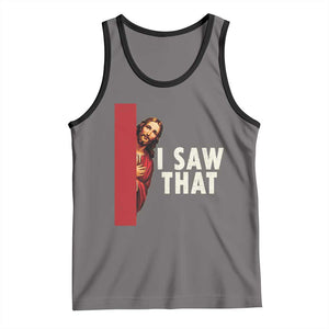 Funny Jesus I Saw That Tank Top Retro Christian Meme TS10 Deep Heather Black Print Your Wear