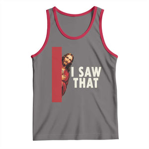 Funny Jesus I Saw That Tank Top Retro Christian Meme TS10 Deep Heather Red Print Your Wear