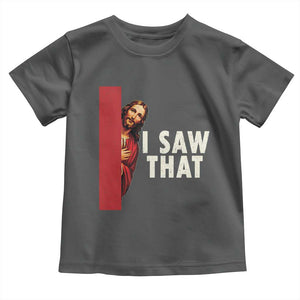 Funny Jesus I Saw That Toddler T Shirt Retro Christian Meme TS10 Dark Heather Print Your Wear