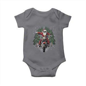 Christmas Motorcycle Baby Onesie Santa Biker Riding Motorcycle TS10 Charcoal Print Your Wear