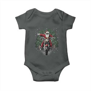 Christmas Motorcycle Baby Onesie Santa Biker Riding Motorcycle TS10 Dark Heather Print Your Wear